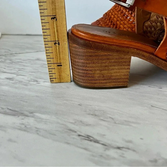 Rag & Bone Wyatt Mid Block Heel Woven Leather Size 6.5 (36.5) Brown - Picture 11 of 11